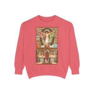 Consecration Aged Painting Motif Front Print Unisex Garment-Dyed Sweatshirt (W)