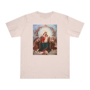 Queen Mary with Child Jesus Front Print Deluxe T-shirt (W)