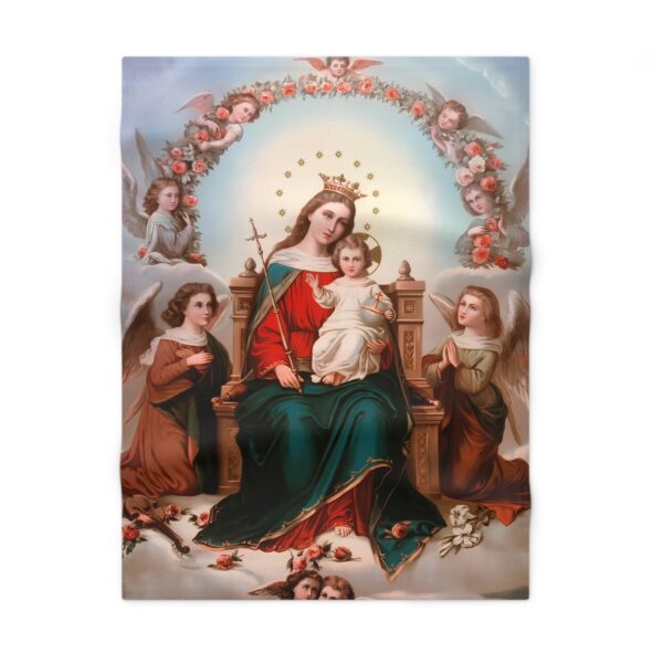 Queen Mary with Child Jesus Print Soft Fleece Baby Blanket