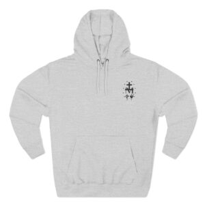 Miraculous Medal Small Left Chest Front / Papal Flag Large Back Print Three-Panel Fleece Hoodie (W)