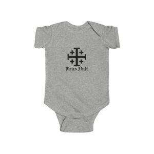 Jerusalem Cross Deus Vult Front Print Infant Fine Jersey Bodysuit