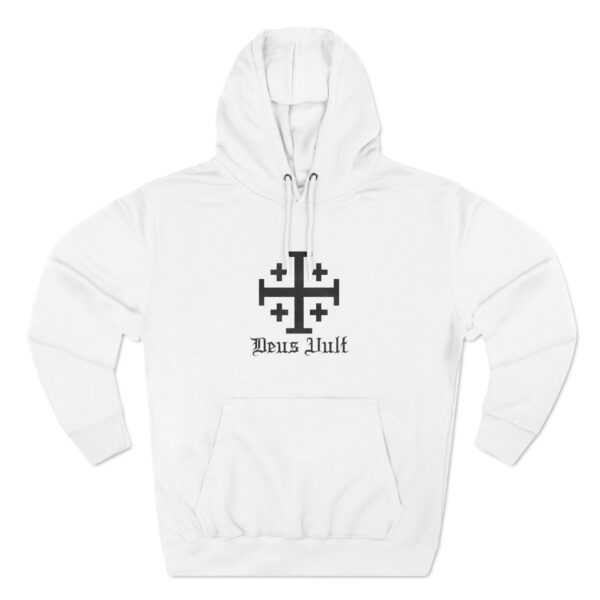 Jerusalem Cross Deus Vult Front Print Three-Panel Fleece Hoodie (M)