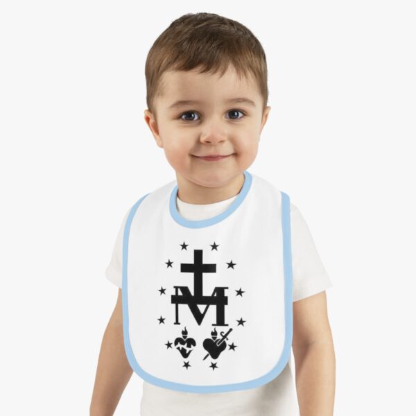 Miraculous Medal Print Baby Contrast Trim Jersey Bib