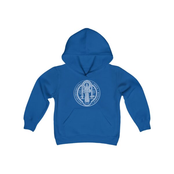 St. Benedict Medal Front/Back Print Youth Heavy Blend Hooded Sweatshirt