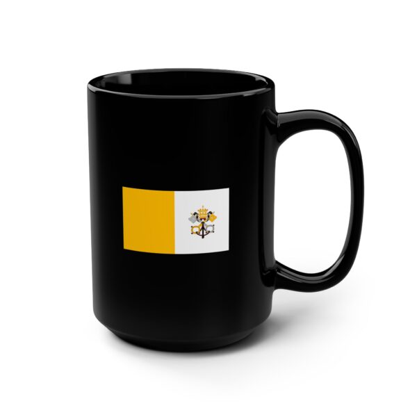 Papal Flag Two Sided Print Black Mug, 15oz (Lead and BPA-free)