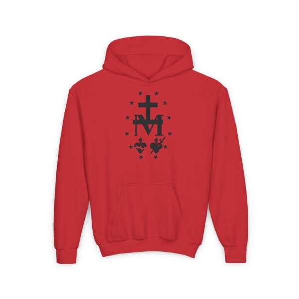 Miraculous Medal Front Print Youth Heavy Blend Hooded Sweatshirt - Image 5