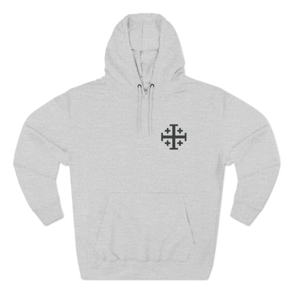 Embroidered Jerusalem Cross Left Chest Three-Panel Fleece Hoodie (M)