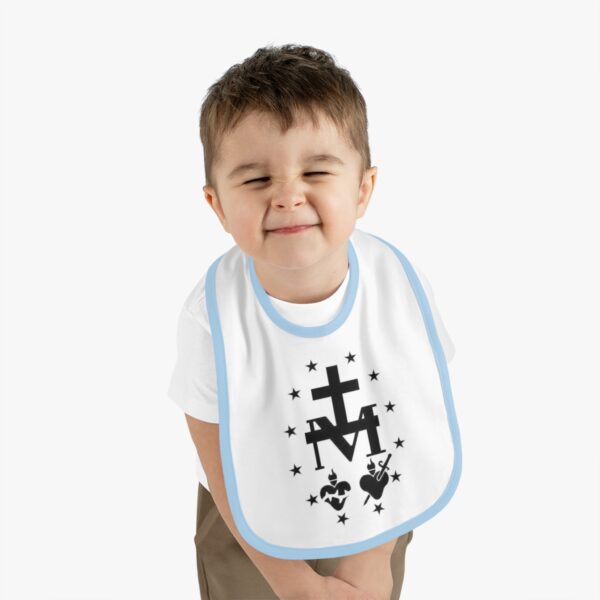 Miraculous Medal Print Baby Contrast Trim Jersey Bib - Image 3