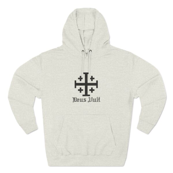 Jerusalem Cross Deus Vult Front Print Three-Panel Fleece Hoodie (M) - Image 6