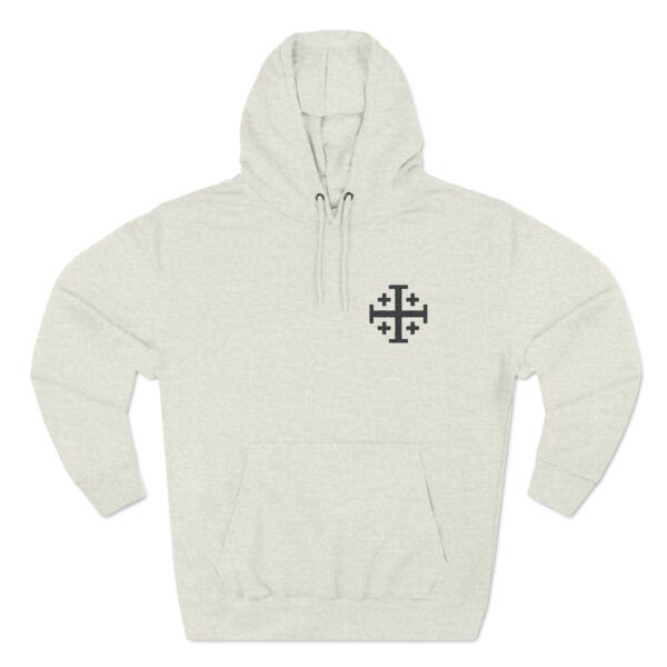 Embroidered Jerusalem Cross Left Chest Three-Panel Fleece Hoodie (M) - Image 5