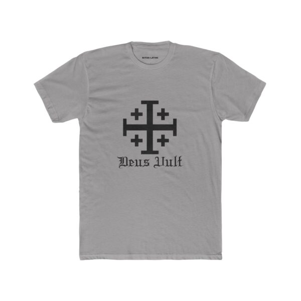 Jerusalem Cross Deus Vult Front Print Cotton Crew Tee (M) - Image 4