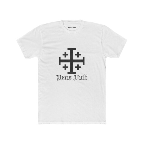 Jerusalem Cross Deus Vult Front Print Cotton Crew Tee (M) - Image 3