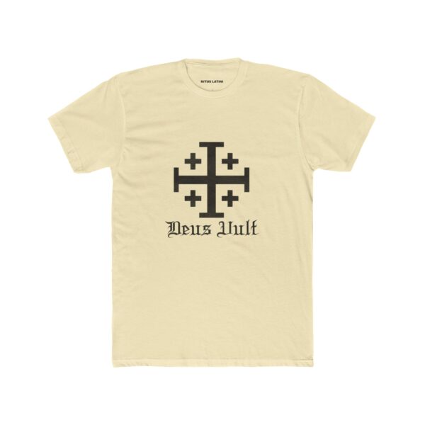 Jerusalem Cross Deus Vult Front Print Cotton Crew Tee (M) - Image 5