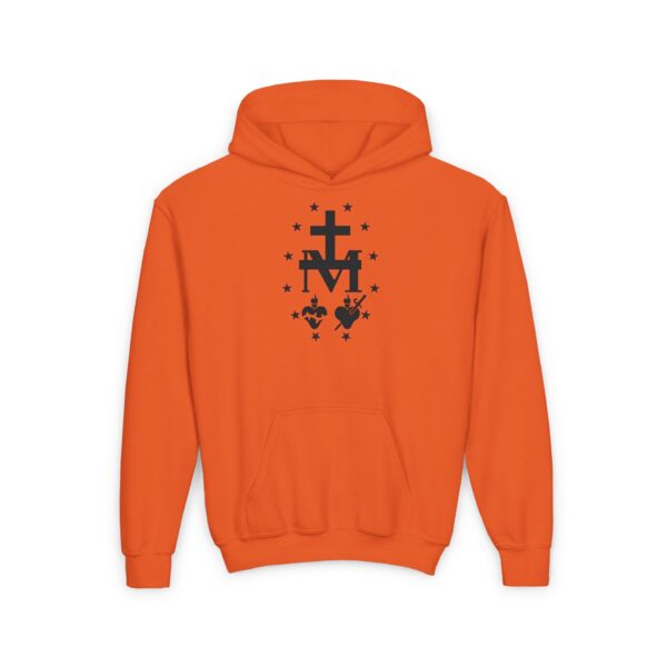 Miraculous Medal Front Print Youth Heavy Blend Hooded Sweatshirt - Image 9