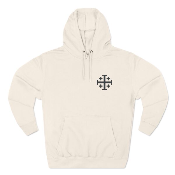 Embroidered Jerusalem Cross Left Chest Three-Panel Fleece Hoodie (M) - Image 4