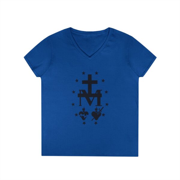 Miraculous Medal Front Print Ladies' V-Neck T-Shirt (W) - Image 6