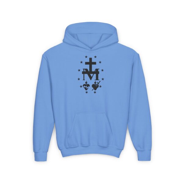 Miraculous Medal Front Print Youth Heavy Blend Hooded Sweatshirt - Image 4