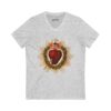 Most Sacred Heart of Jesus Front Print Jersey Short Sleeve V-Neck Tee (W)