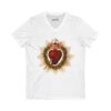 Most Sacred Heart of Jesus Front Print Jersey Short Sleeve V-Neck Tee (W) - Image 3