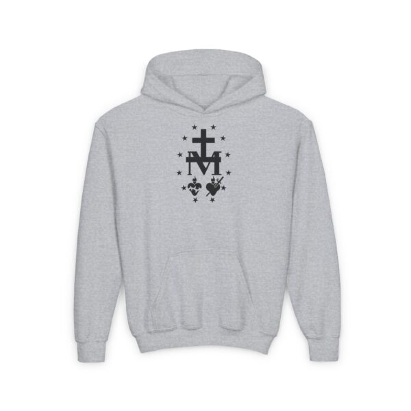 Miraculous Medal Front Print Youth Heavy Blend Hooded Sweatshirt - Image 7