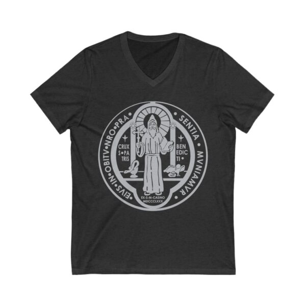 St. Benedict Medal Front/Back Print Jersey Short Sleeve V-Neck Tee (W) - Image 15