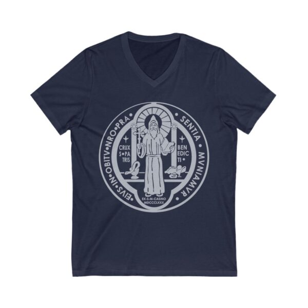 St. Benedict Medal Front/Back Print Jersey Short Sleeve V-Neck Tee (W) - Image 5