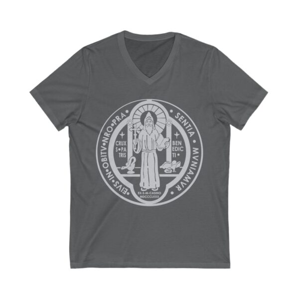 St. Benedict Medal Front/Back Print Jersey Short Sleeve V-Neck Tee (W) - Image 17