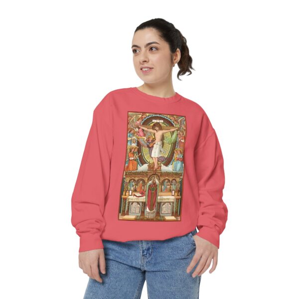 Consecration Aged Painting Motif Front Print Unisex Garment-Dyed Sweatshirt (W) - Image 2