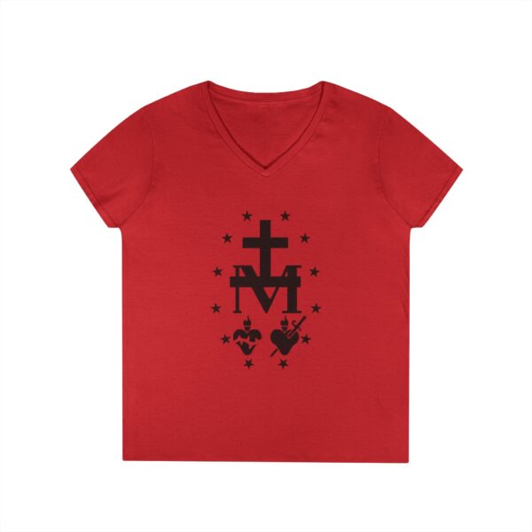 Miraculous Medal Front Print Ladies' V-Neck T-Shirt (W) - Image 8