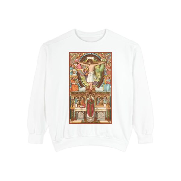 Consecration Aged Painting Motif Front Print Unisex Garment-Dyed Sweatshirt (W) - Image 7