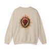 Miraculous Medal Small Left Chest / Sacred Heart of Jesus Large Back Print Heavy Blend™ Crewneck Sweatshirt (M) - Image 8