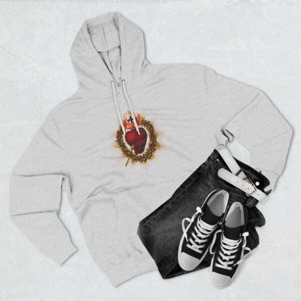 Most Sacred Heart of Jesus Front Print Three-Panel Fleece Hoodie (M) - Image 3