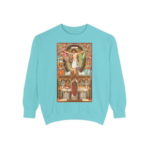 Consecration Aged Painting Motif Front Print Unisex Garment-Dyed Sweatshirt (W) - Image 16