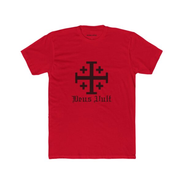 Jerusalem Cross Deus Vult Front Print Cotton Crew Tee (M) - Image 7