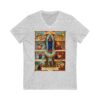 Ave Maria Latin Prayer Storyboard Stick Frame Motif Jersey Short Sleeve V-Neck Tee (W) - Image 3