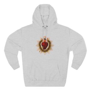 Most Sacred Heart of Jesus Front Print Three-Panel Fleece Hoodie (M)