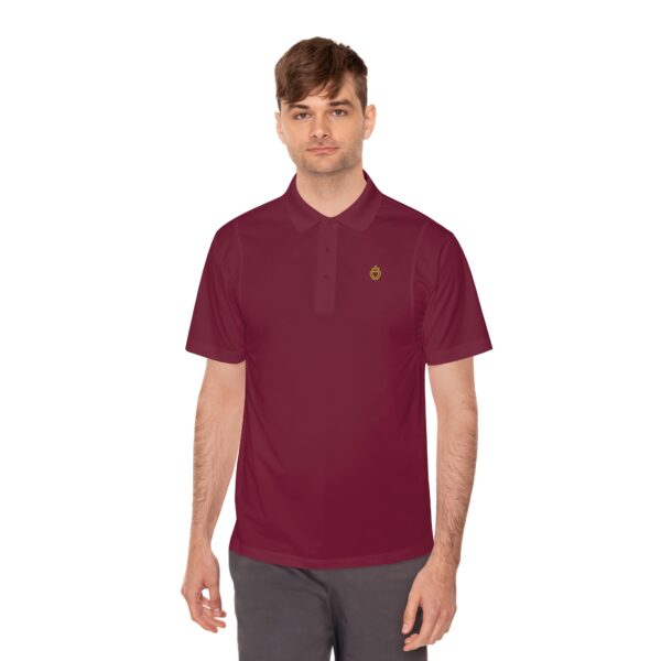 Entwined Twin Hearts Left Chest Small Print Men's Sport Polo Shirt - Image 3