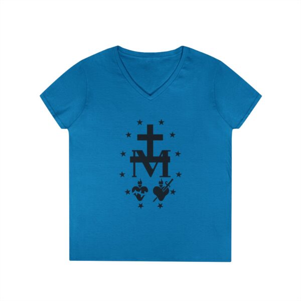 Miraculous Medal Front Print Ladies' V-Neck T-Shirt (W) - Image 9