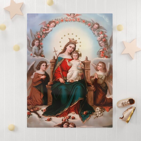 Queen Mary with Child Jesus Print Soft Fleece Baby Blanket - Image 3