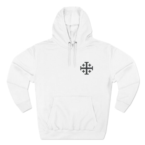 Embroidered Jerusalem Cross Left Chest Three-Panel Fleece Hoodie (M) - Image 3