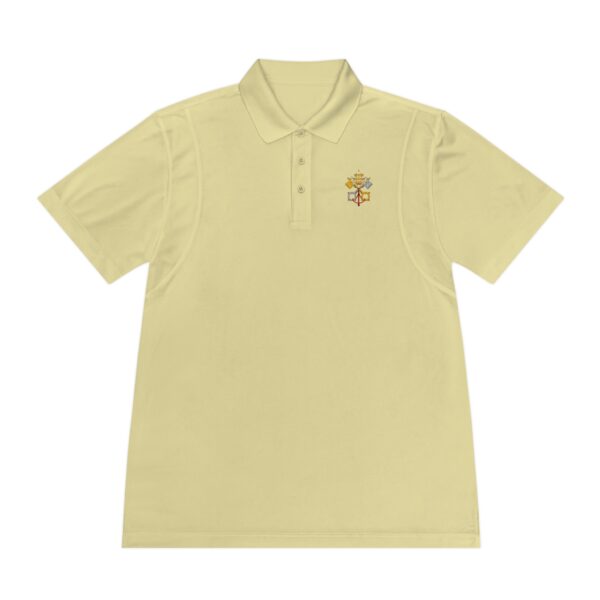 Papal Emblem Left Chest Small Print Men's Sport Polo Shirt - Image 5