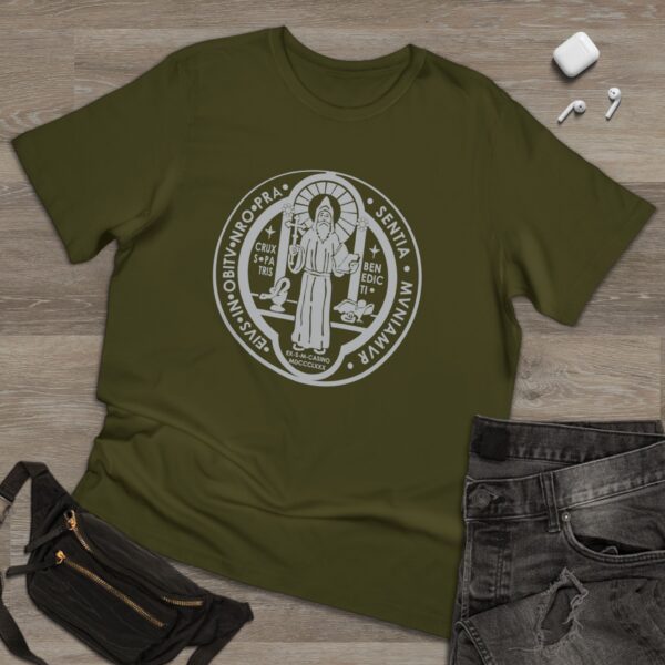 St. Benedict Medal Front/Back Print Deluxe T-shirt (M) - Image 3