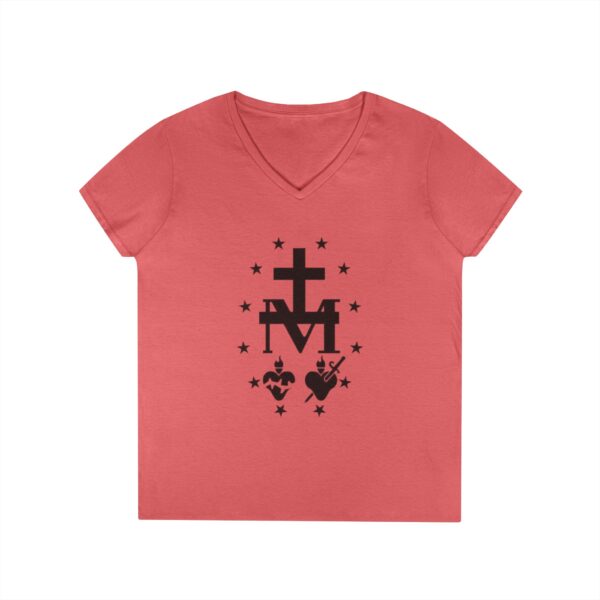 Miraculous Medal Front Print Ladies' V-Neck T-Shirt (W) - Image 7