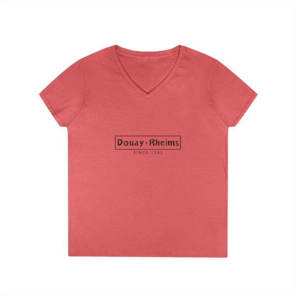 Douay Rheims Front Print Ladies' V-Neck T-Shirt (W) - Image 5