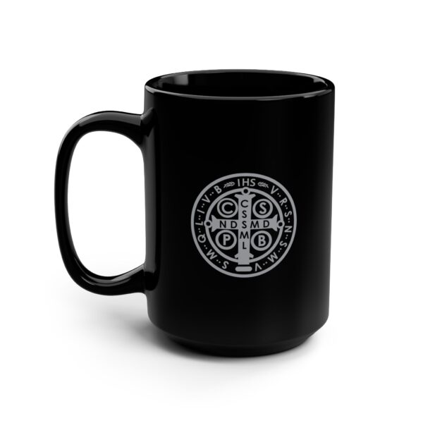 St. Benedcit Medal Front/Back Black Mug, 15oz - Image 4