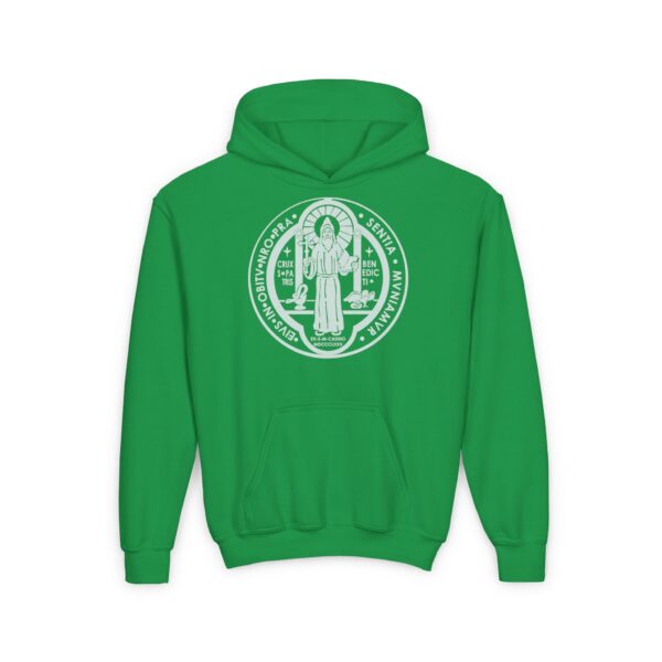 St. Benedict Medal Front/Back Print Youth Heavy Blend Hooded Sweatshirt - Image 9