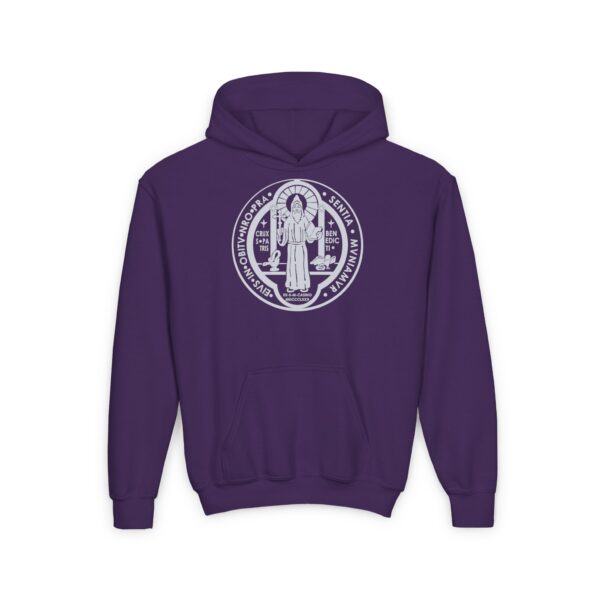 St. Benedict Medal Front/Back Print Youth Heavy Blend Hooded Sweatshirt - Image 12