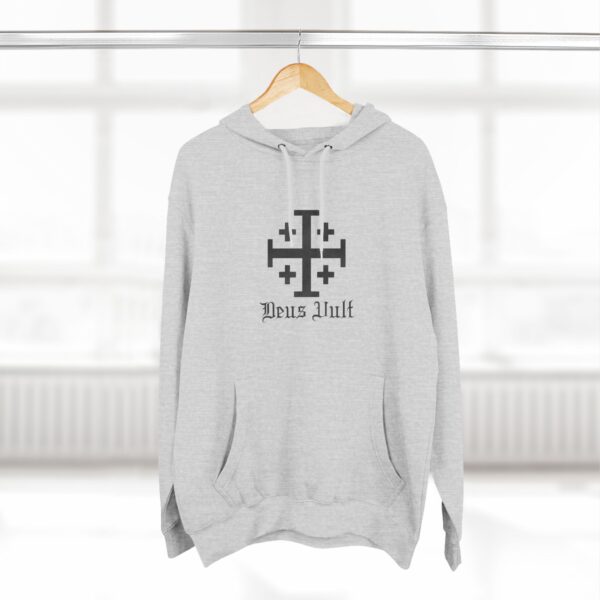 Jerusalem Cross Deus Vult Front Print Three-Panel Fleece Hoodie (M) - Image 5