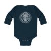 St. Benedict Medal Front/Back Print Infant Long Sleeve Bodysuit