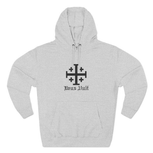 Jerusalem Cross Deus Vult Front Print Three-Panel Fleece Hoodie (M) - Image 2